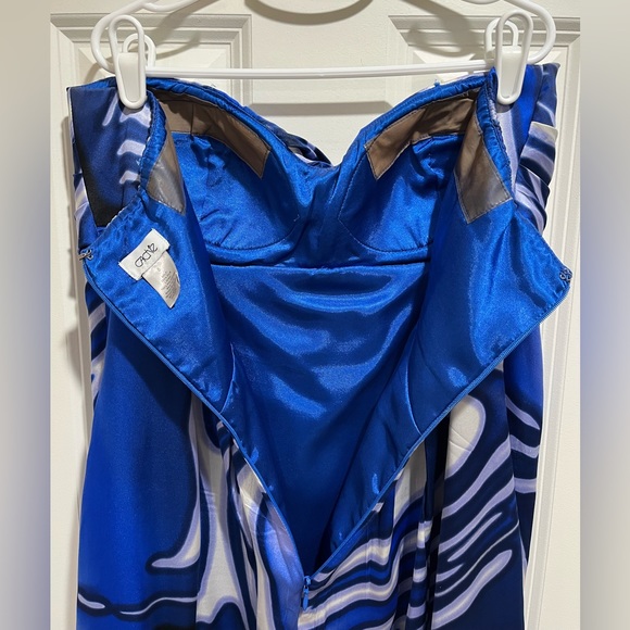Cache Size 8 Blue & Black Silk Strapless Dress - Picture 5 of 5